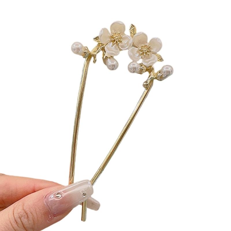 Metalowe Perły Z Cyrkoniami Spinka Do Włosów Wygodny Patyczek Do Włosów Do Gęstych Włosów Bezpieczne Utrzymanie Koka Na Imprezy Bankiety Kobiety