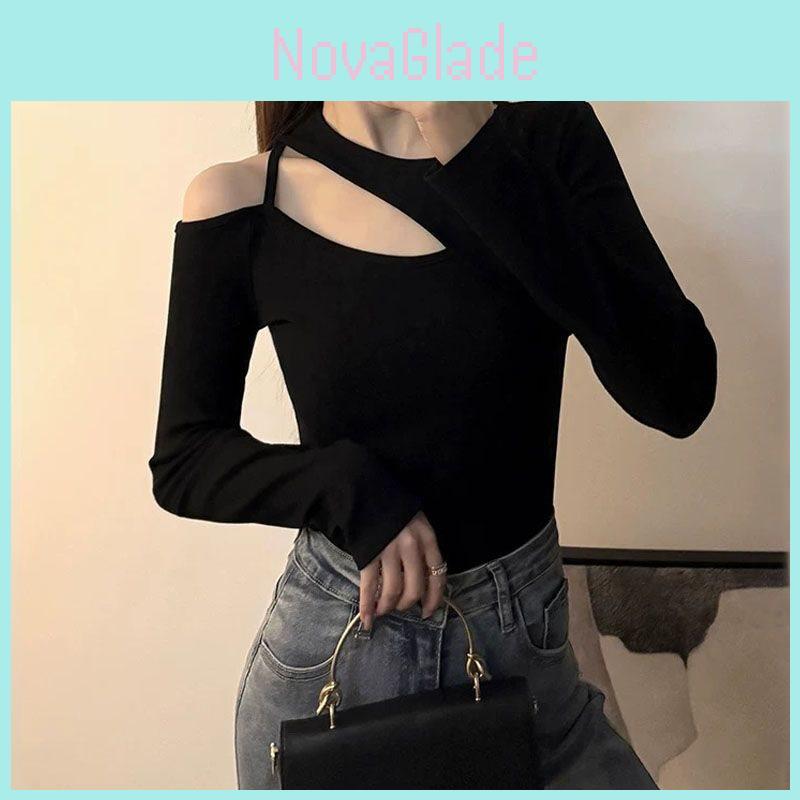 Spring Off Shoulder Tshirt For Women With Embroidered Detailing And Oversize Fit
