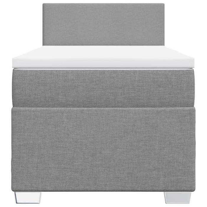 Maison Exclusive - Slatted Bed Base with Mattress Light Grey 90x200 Cm Fabric