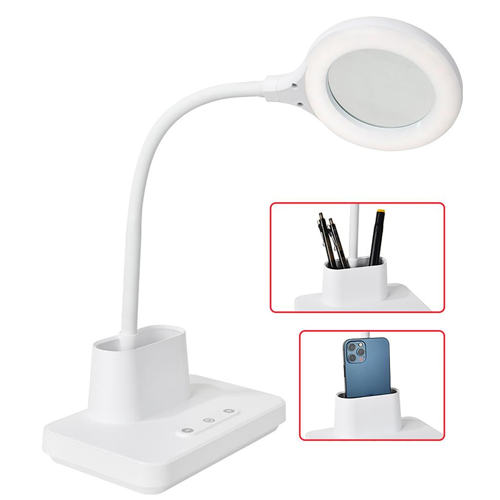 Wiederaufladbare 5-fach Zoom Lupe mit einstellbarer Helligkeit und drei Lichtfarben für präzise Aufgaben, Detailarbeit