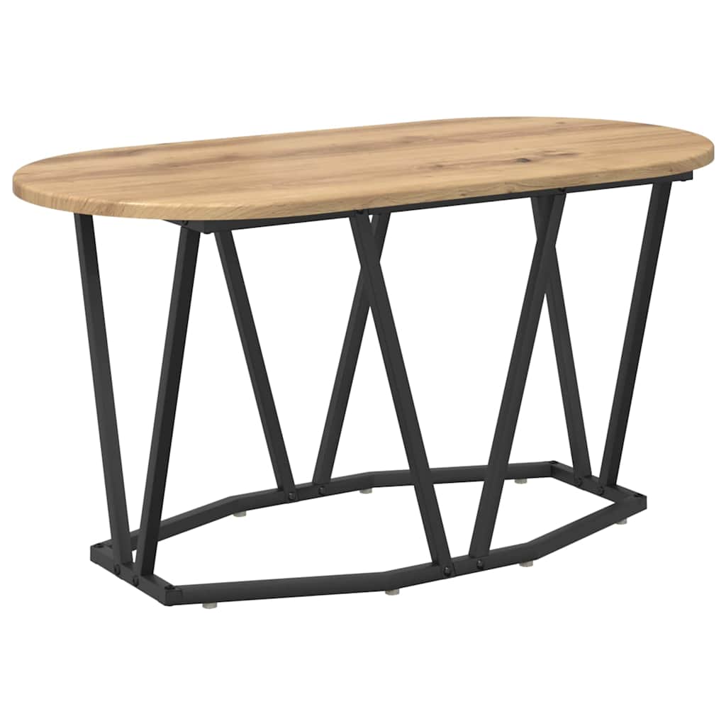 Artisan Oak Coffee Table 80 X 40 X 40.5 Cm Plywood and Metal