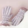 Down Cotton Satin Anti-cold Gloves Soft Finger Mittens Plush Thickened Gloves  Autumn