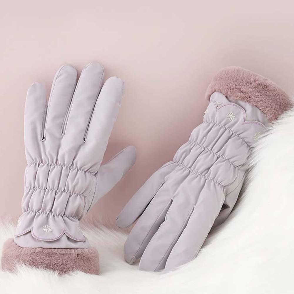 Down Cotton Satin Anti-cold Gloves Soft Finger Mittens Plush Thickened Gloves  Autumn