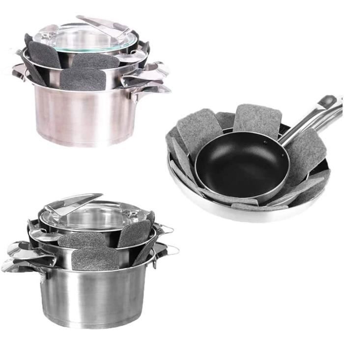 Protecteurs de Poêle - Premium - 12 Coussinets - 3 Tailles - Protection Contre Rayures