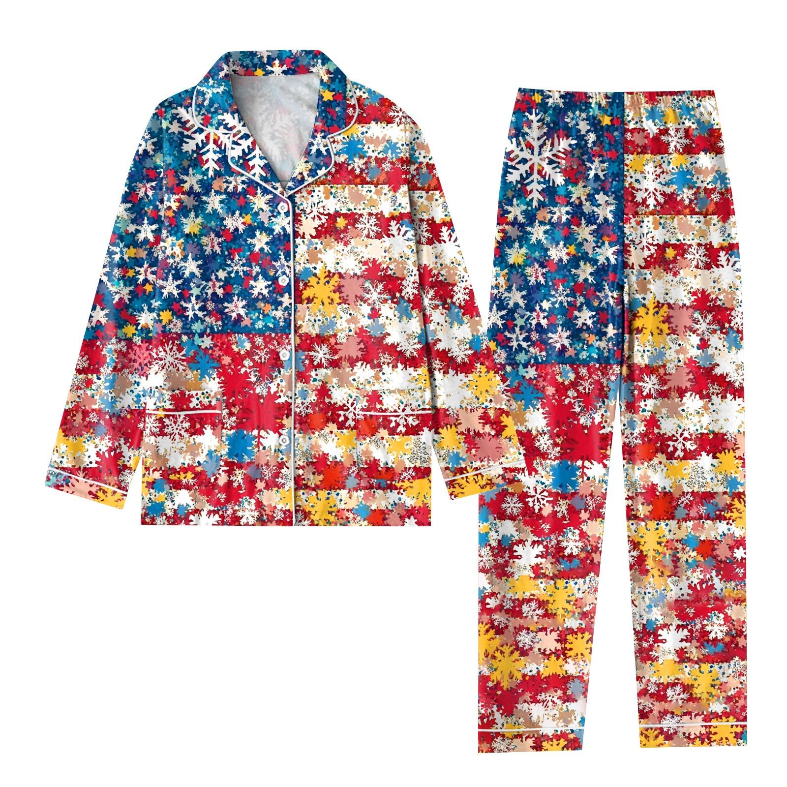 

Детский рождественский костюм из 2 предметов с принтом, топ с длинными рукавами и застежкой на пуговицы, широкие брюки, комплект пижамы, домашний повседневный костюм 6