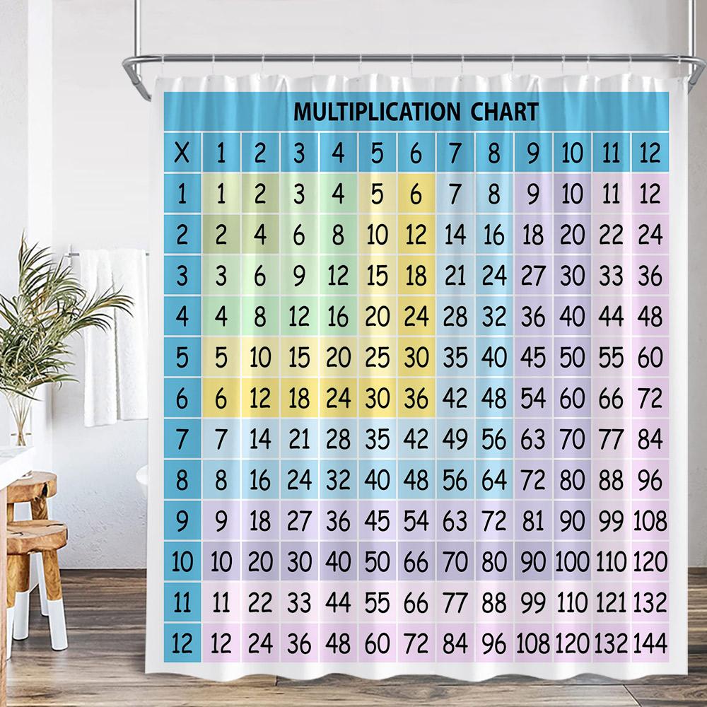 Mutiplication Table Shower Curtain Math Education Study Theme Home Decor For Bathroom Polyester Fabric Bath Curtain With Hook