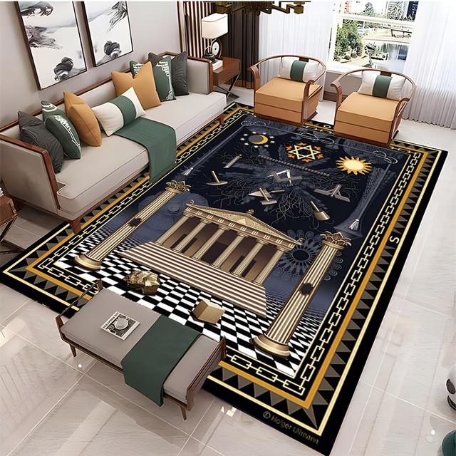 Modern Masonic Living Room Home Decoration Sofa Table Large Rug Bathroom Non-slip Floor Mat