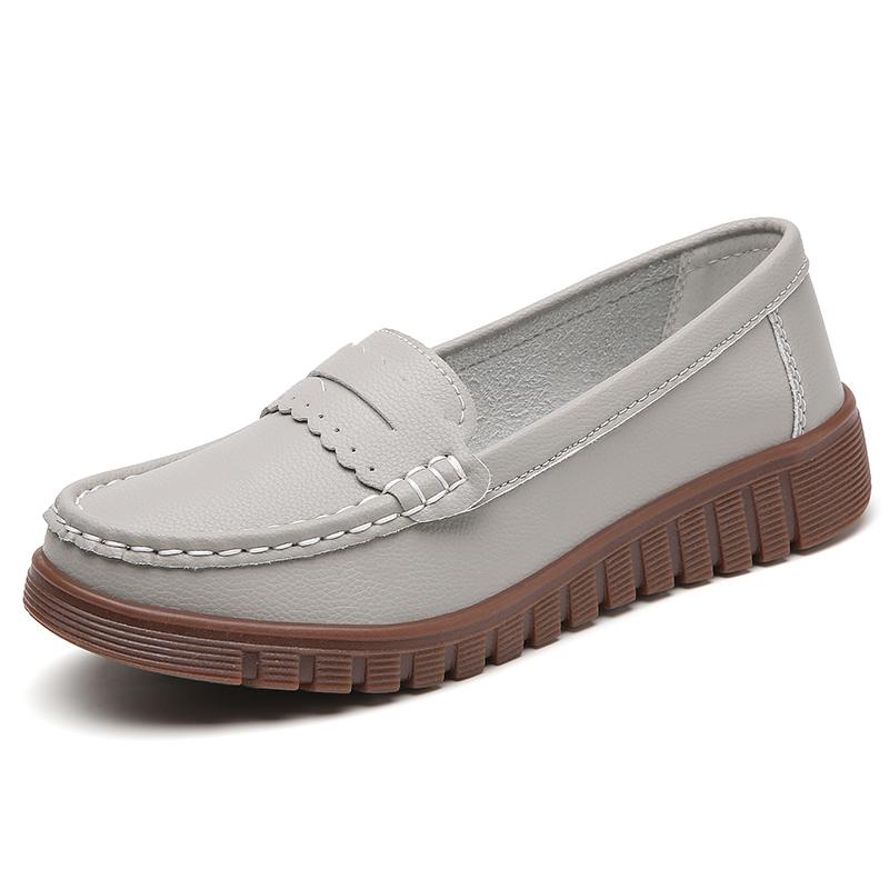 Weiche Mokassins für Damen zum Hineinschlüpfen, lässig, elegant, für den Sommer, atmungsaktives Leder, schwarze Mokassin-Schuhe