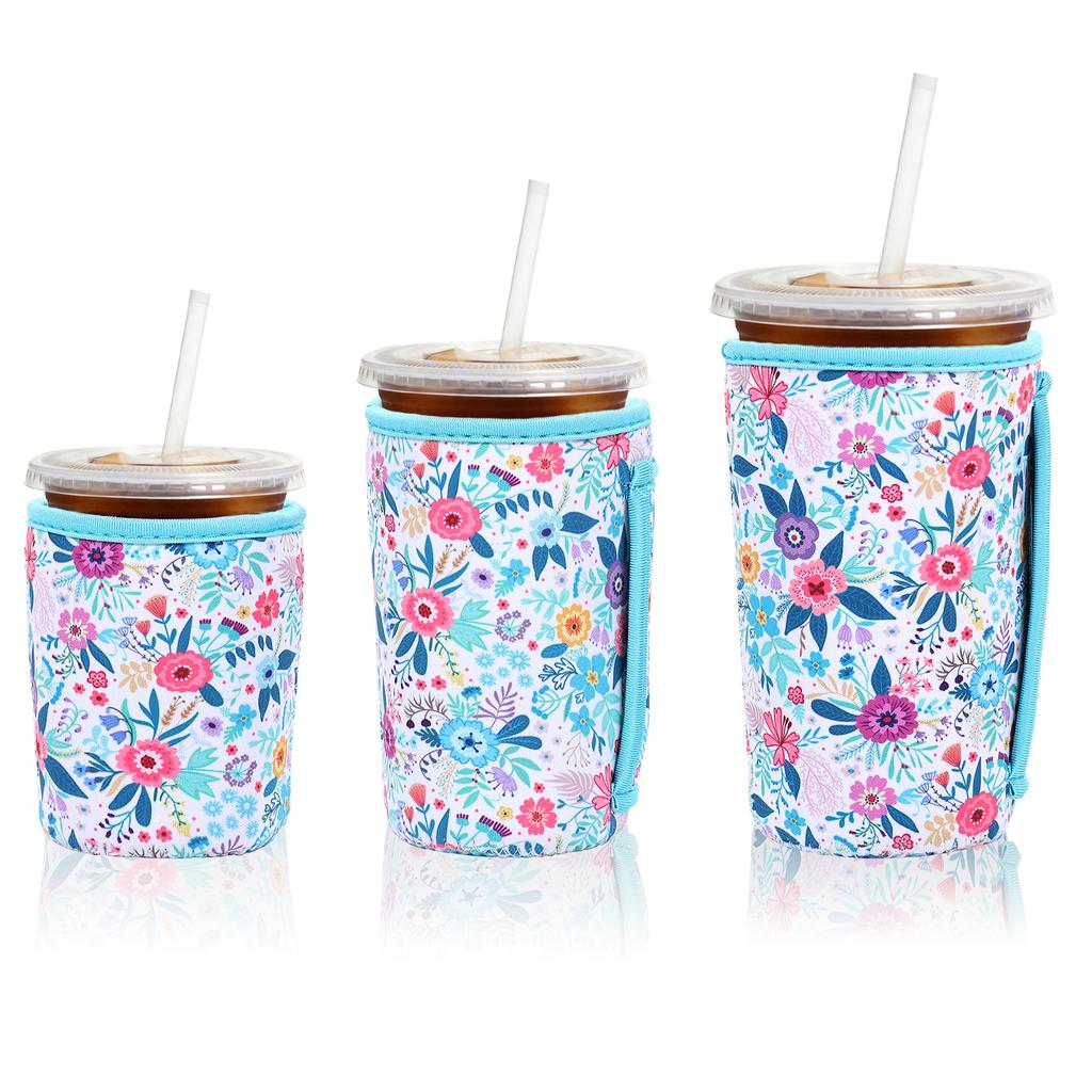 2PCS Neoprene Heat Resistant 4mm Thick Insulated Reusable Hot Coffee Cup Sleeves for Hot Coffee and Tea 16oz-32oz Cups