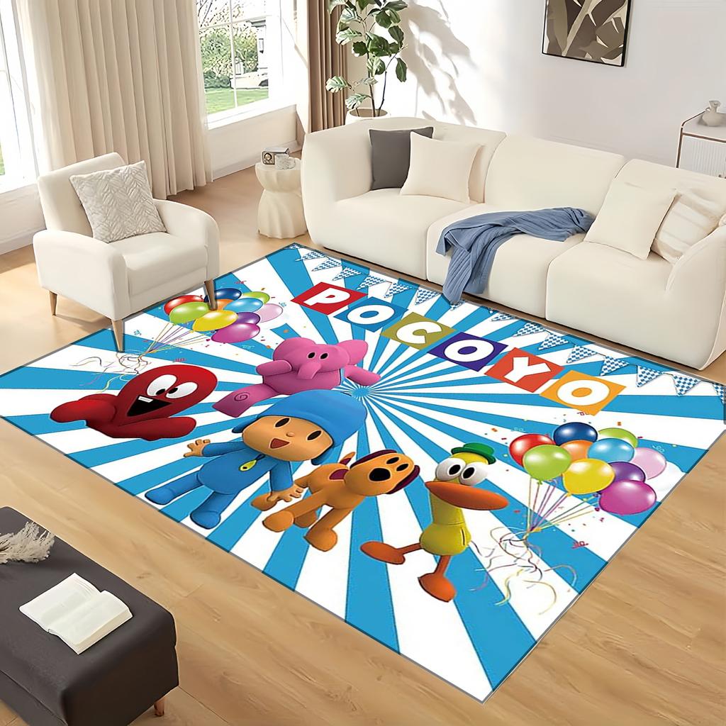 3D Fun P-Pocoyo Elly Pato Cartoon Carpet Rug for Home Living Room Bedroom Sofa Doormat Decor,kids Play Non-slip Floor Mat Gift