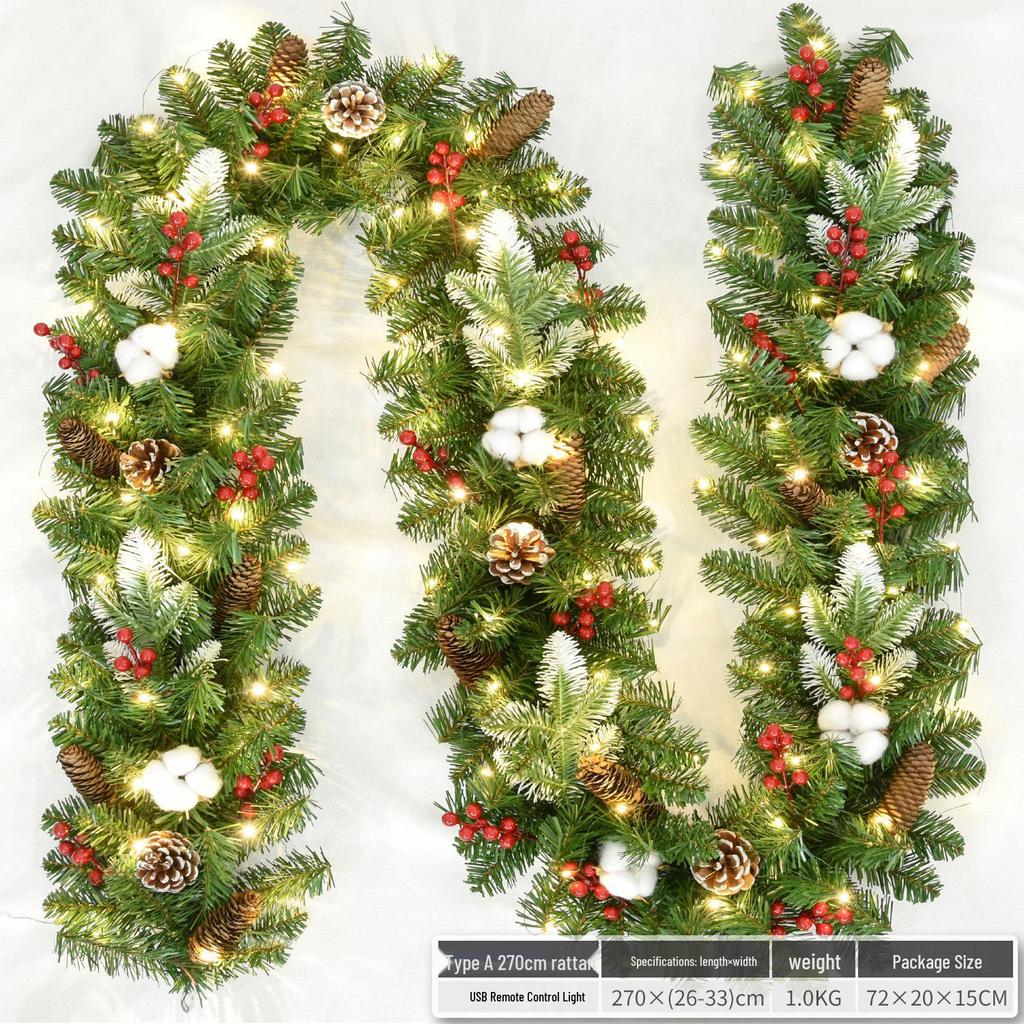 Christmas Glimmer: Garland Set for Tree, Window, and Fireplace with Flocked Leaf Ornaments