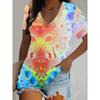 Women's T-Shirt Tie-Dye Water Drop 3d Pattern Printing Fashion Casual Oversized V-Neck Short-Sleeved Summer Women's Clothing