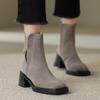 Suede Women Chunky Ankle Boots Fashion High Heels Shoes New Trend Pumps  Winter Goth Casual Cozy Heeled Chelsea Short Botas