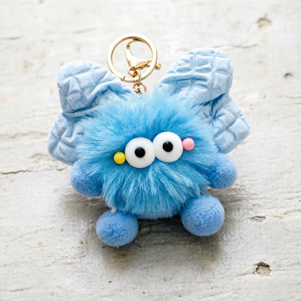 Bowknot Plush Coal Ball Keychain Ornament - Cute DIY Gift Doll