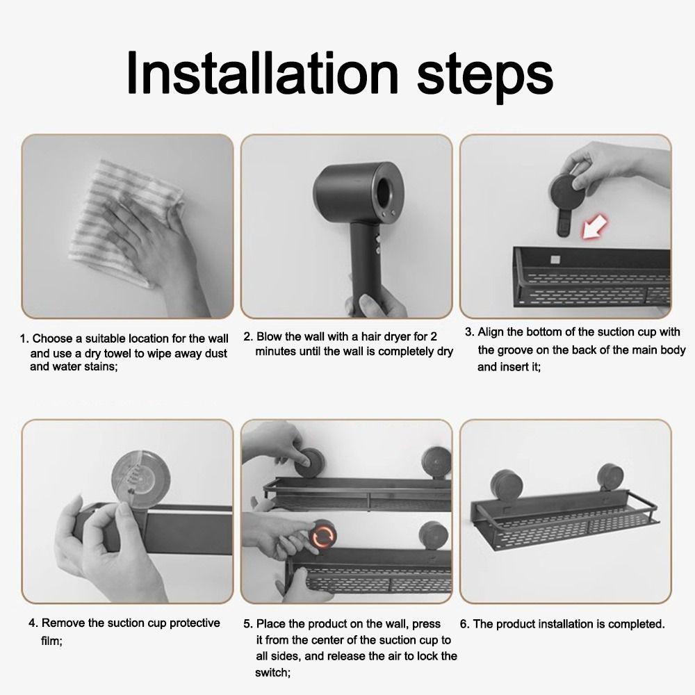 Aluminum Bathroom Shelf Suction Cup Toilet Storage Rack Multifunctional Shower Organizer Shelf