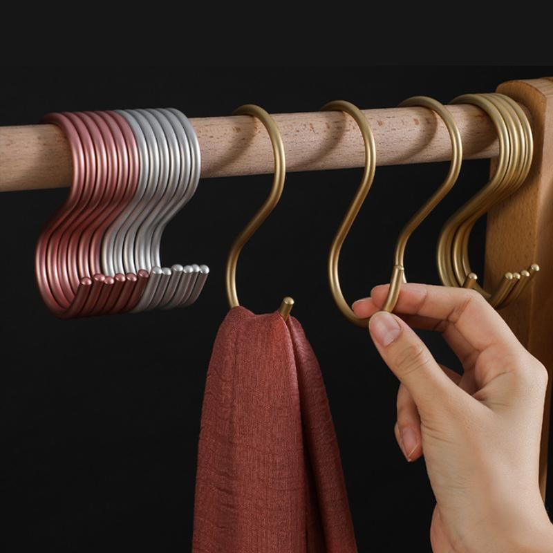 6Pcs Aluminium Alloy S Shape Hooks Practical Kitchen Railing Hanger Hook Clasp Holder Hooks For Hanging Clothes Handbag