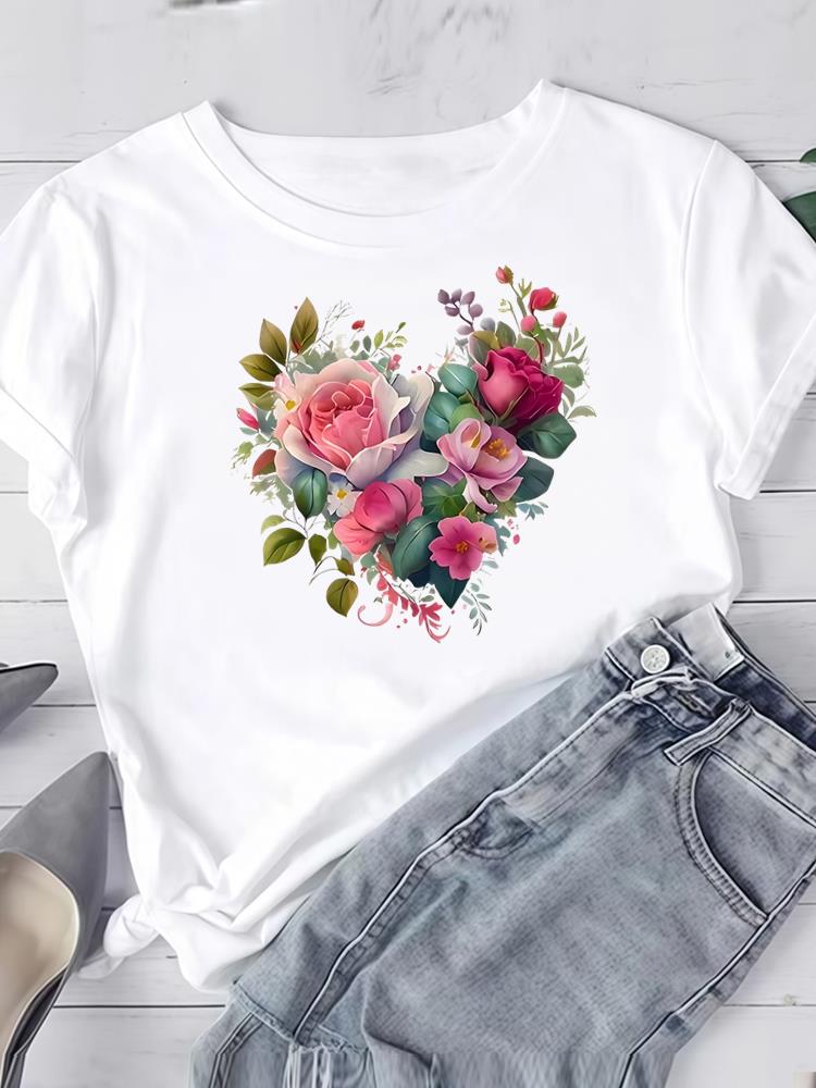 (Asian Size) trend lovely style Short Sleeve Tee Clothing T Shirt Woman Women Fashion Top Print Female Graphic T-shirts