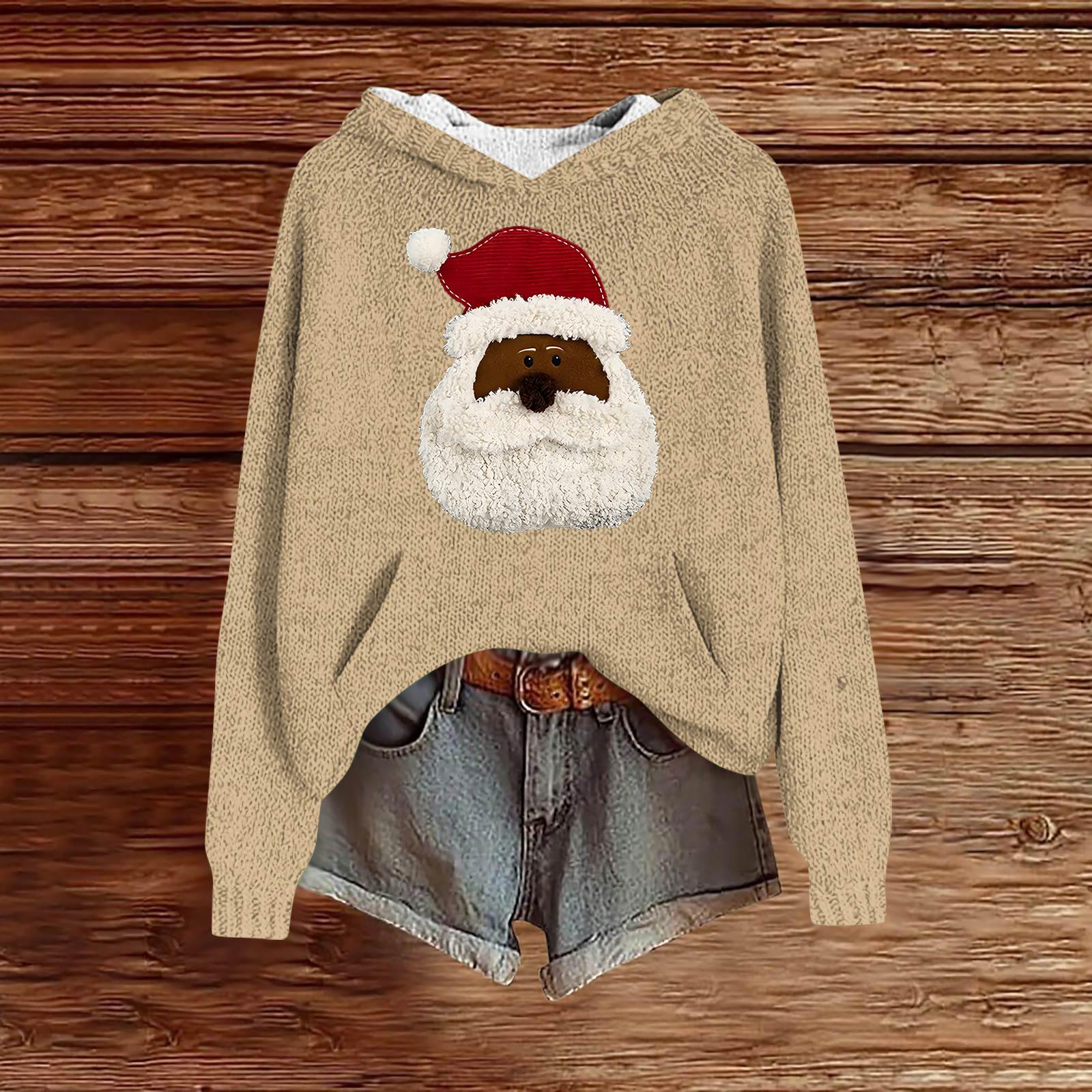 

Женские толстовки Вязаный свитер Милая рубашка Осенний пуловер Толстовка с капюшоном XL хаки