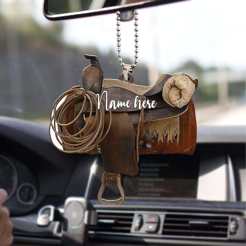Decorative Retro Acrylic Cowgirl Hat Boot Automobile Mirror Accessory With Aroma Feature