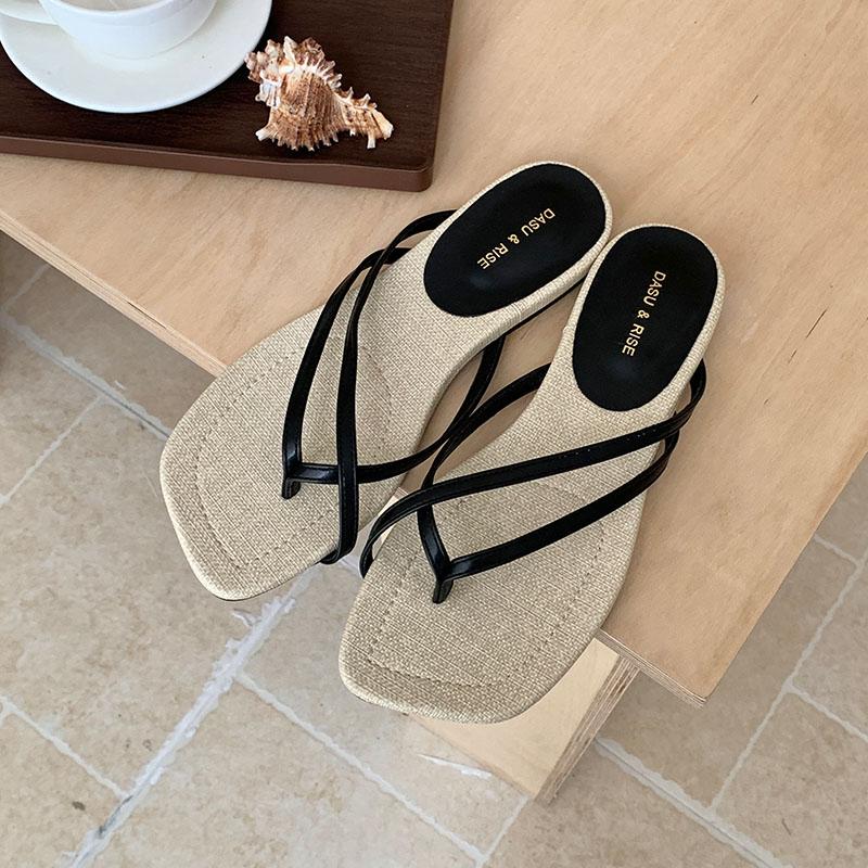 Fashion Footwear Slides Women Flats Slippers Shoes Summer Beach Female Flip Flops Fashion Square Toe Ladies Flats Slippers Sandals Shoes