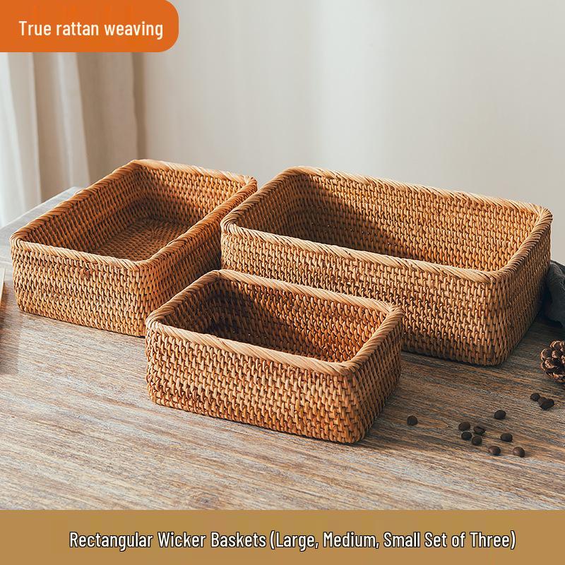 Rattan- und Bambus-Multifunktions-Aufbewahrungs- und Picknickkorb-Kollektion
