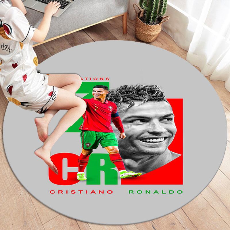 Στρογγυλό Χαλί Cristiano Ronaldo, Χαλί για Σαλόνι Υπνοδωμάτιο Καναπέ Παιδικό Δωμάτιο Διακόσμηση, Αντιολισθητικό Πατάκι