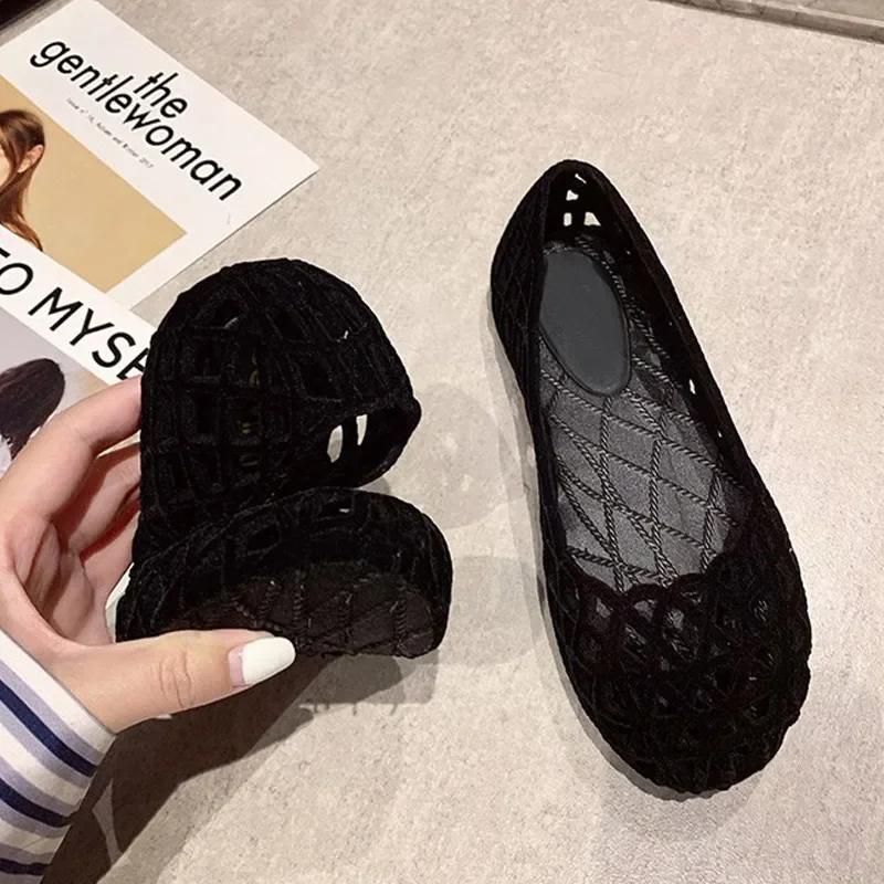 Sapatos Feminino Ladies Flats Hollow Slip On Fashion Female High Quality Sandals Comfortable Summer Footwear 2024 Jelly Shoes