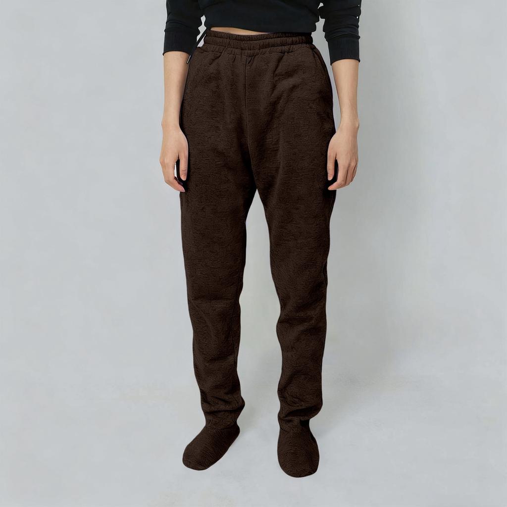 Erwachsenen-Fuß-Sweathose mit Fleece-gefütterten Füßen, elastischer Bund, weiche und warme Fuß-Pyjamahose