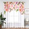 1pc Window Sheer Curtain Living Room Bedroom Dining Room Corridor Office Gym Romantic Warm Flowers Valentine's Day Roses Translucent