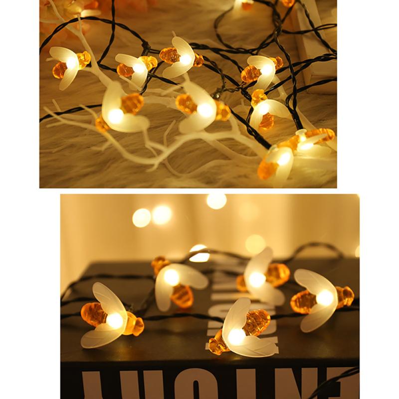 Bee Shape Led Solar String Lights Energy Saving Outdoor Lights For Fence Lawn Patio Garden