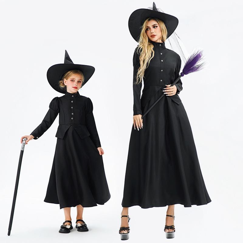 Halloween children's costumes cos magician witch dress robe medieval vampire show children's dress