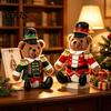 Rote Grüne Weihnachtsdekoration Soldat Bär Nussknacker Plüschfigur, Uniform Sitzend Britisch Thematisiert Spielzeugpuppe für Zuhause, Weiches Stofftier, Festlich