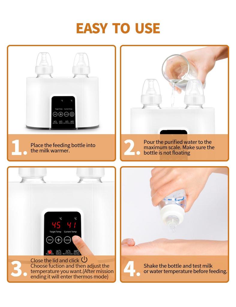 Adjustable Temperature Baby Bottle Warmer for Heating and Thawing Breast Milk