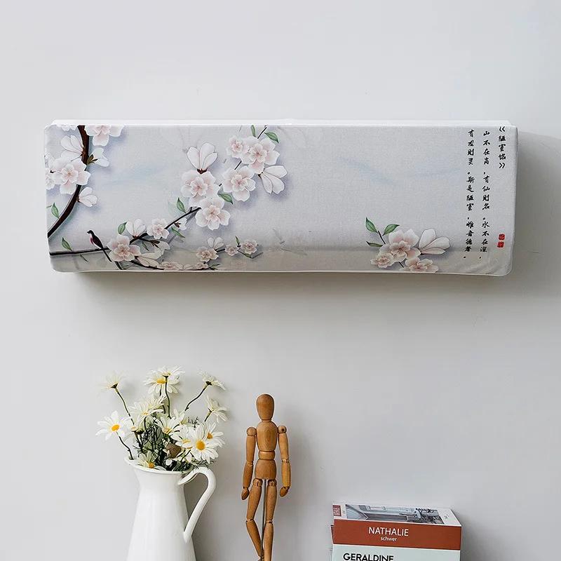 Новый китайский стиль Навесной чехол для кондиционера Свежий узор Защитный чехол для кондиционера Настенный чехол для кондиционера 80x20x27cm