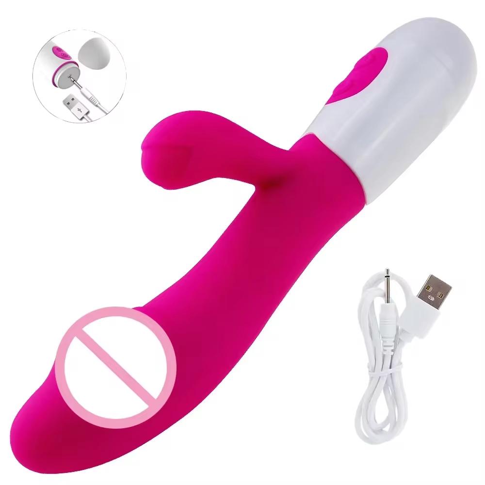 Powerful Dildo Rabbit Vibrator G Spot Clit Vagina Anal Stimulator Nipple Massage Masturbator Female Sex Toy for Adults Couple