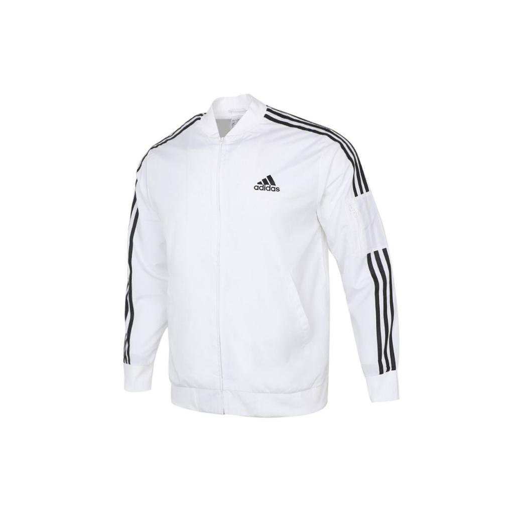 Adidas Pruhovaná sportovní bunda s logem Pánské bundy Bílá H14635