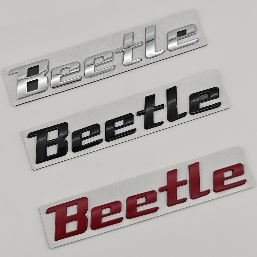 3D Metal Car Sticker Chrome Red Black Letters Logo Nameplate Beetle Emblem Rear Trunk Fender Badge For VW 1998 2005 Accessories