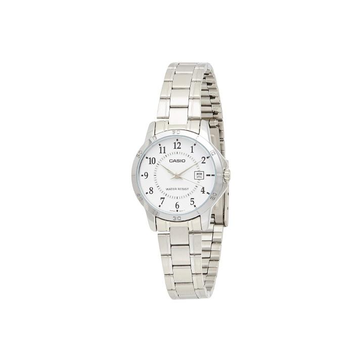 CASIO Women s Standard Series White Watch LTP-V004D-7BUDF Silver Strap