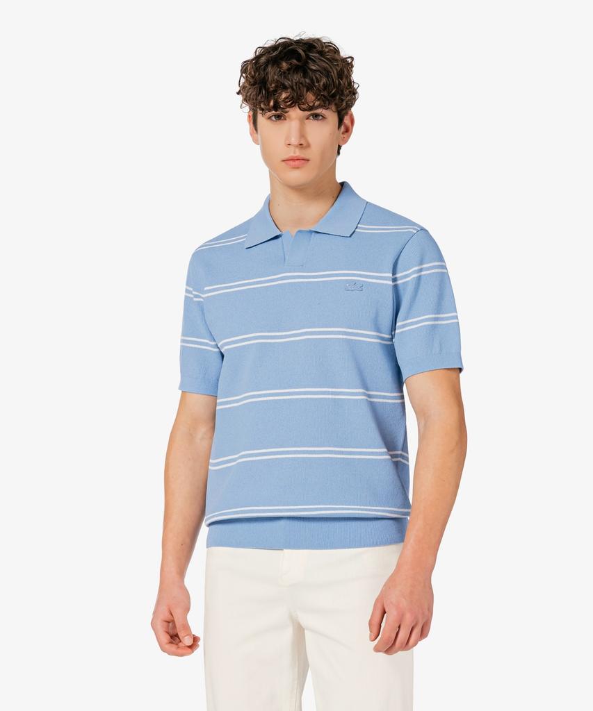 LACOSTE Men'S Open Collar Pinstripe Short Sleeve Sweater Polo Shirt Ph396E-56G Aey