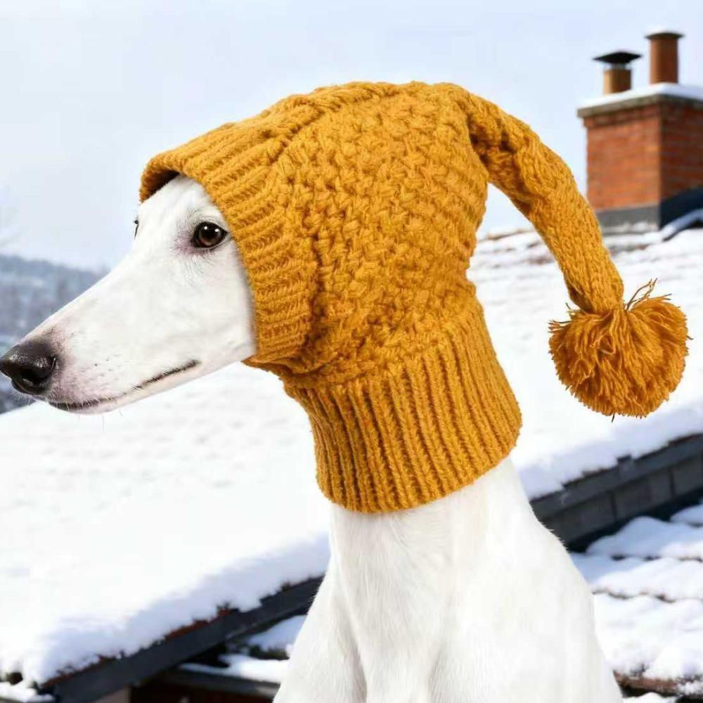 Sombrero de Punto Transpirable Elástico para Perro Cubre Orejas Acogedor Envoltura para Cabeza de Mascota con Bola Calentador para Cuello y Cabeza Protector Uso Diario