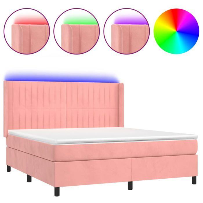 Maison Exclusive - Sommier à lattes de lit matelas et LED Rose 180x200 cm Velours
