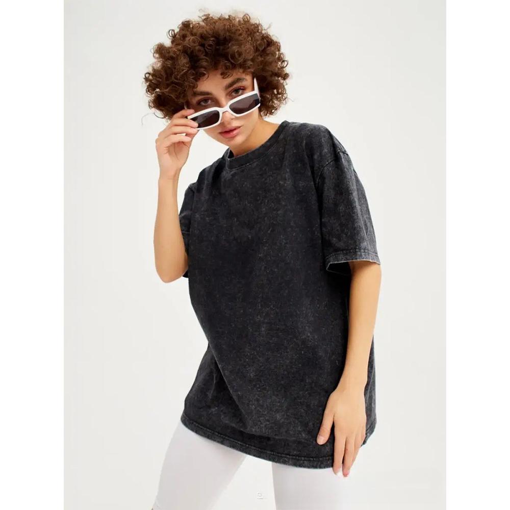 Cotton Washed Retro Women T-Shirts Vintage Tee Shirts Casual Short Sleeve Solid Loose Female Basic Clothing