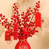 Fortune Red Fruit Floral Arrangement - Artificial Flowers for Living Room, New Year, Wedding, or Housewarming Decoration