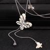 Butterfly Pendant Necklace With Alloy Chain For Fall And Winter Fashion Jewelry