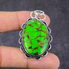 Natural Copper Green Turquoise Gemstone 925 Sterling Silver Pendant 2.29" a2W51
