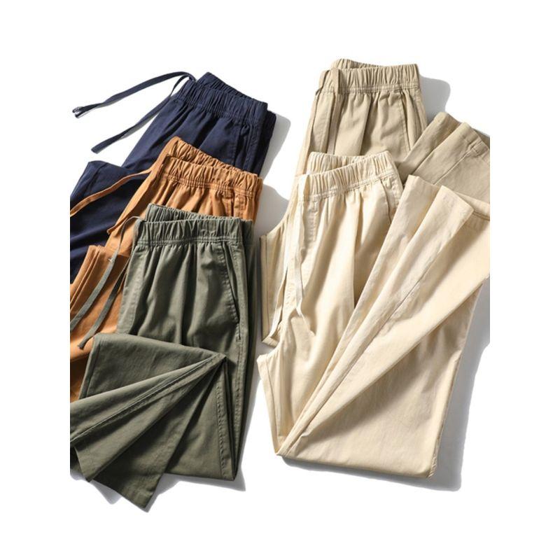 Japanese Style Pure Cotton Casual Pants Men's Spring and Autumn Easiest for Match Straight-Leg Ankle-Length Pants Export Export Men's Cotton Pants