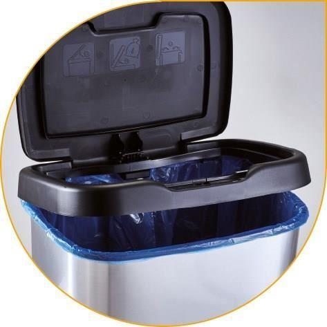 MHOME Poubelle à pédale JIVE - 40 L - Effet alu - Gris