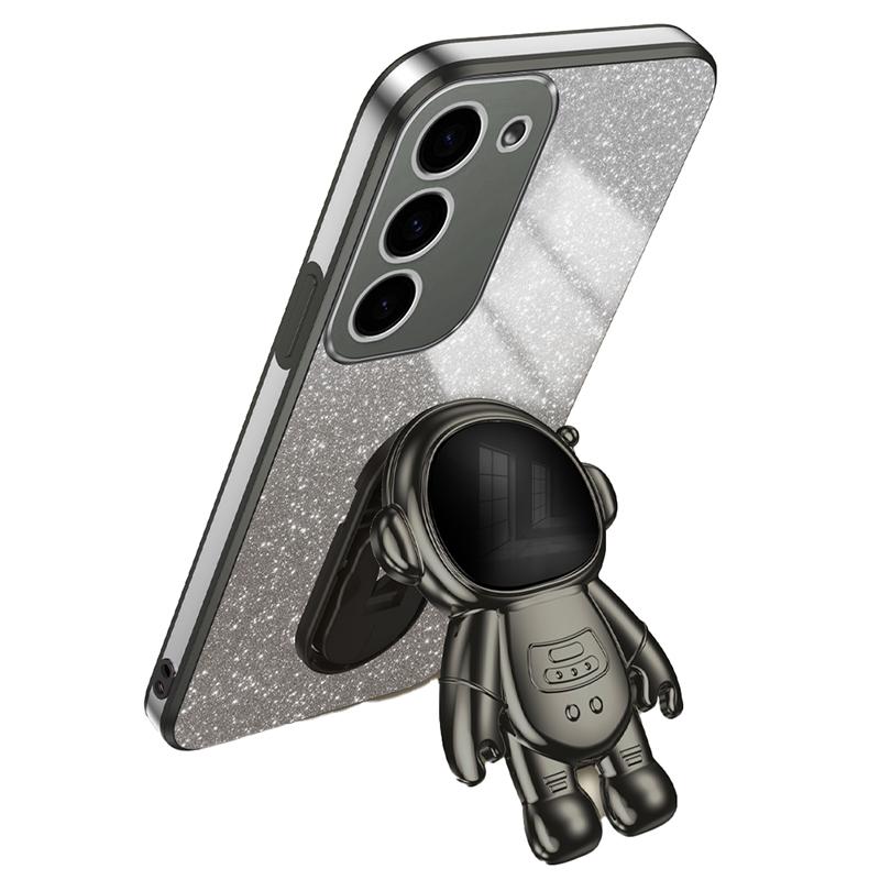 For Samsung Galaxy S23 Case PC+TPU Astronaut Kickstand Electroplating Phone Cover