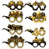 16pcs Amazon's New Product Birthday Party Decoration Paper Glasses - Black and Gold 18-year-old and 60-year-old Birthday Photo Props Glasses