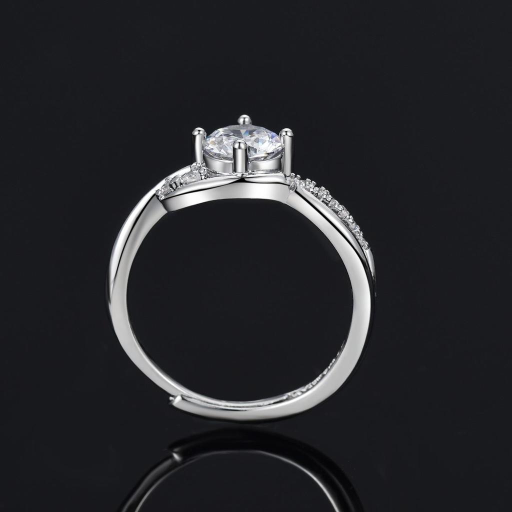 WishKJ Six-Claw Women's Engagement Ring - 1 Carat Simulated Diamond, Eight Hearts and Arrows Cut